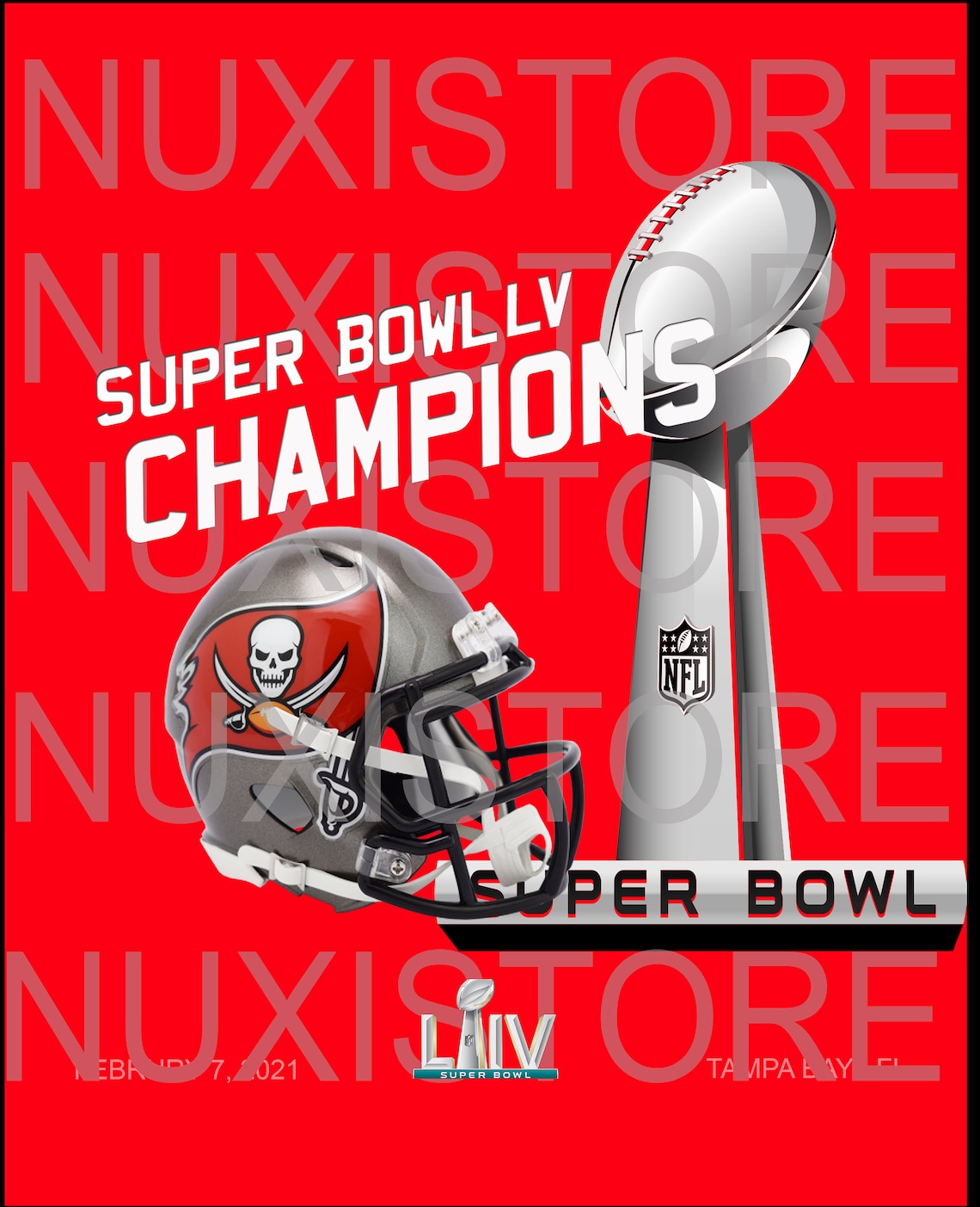 Tampa Bay Buccaneers Super Bowl Champions LV 2021 Die-cut Vinyl Decal / Sticker ** 4 Sizes ** 